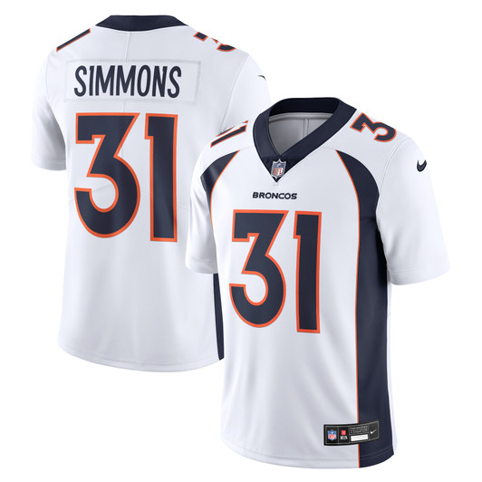 [FULLY STITCHED] Denver Broncos Justin Simmons White Style 3 Limited Football Jersey 