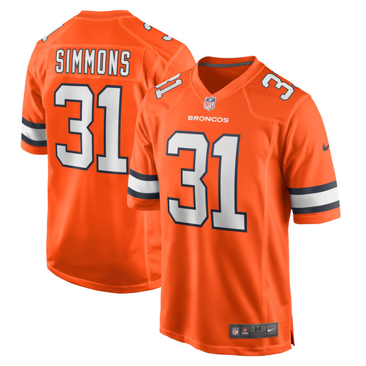 [FULLY STITCHED] Denver Broncos Justin Simmons Alternate Orange Limited Football Jersey 
