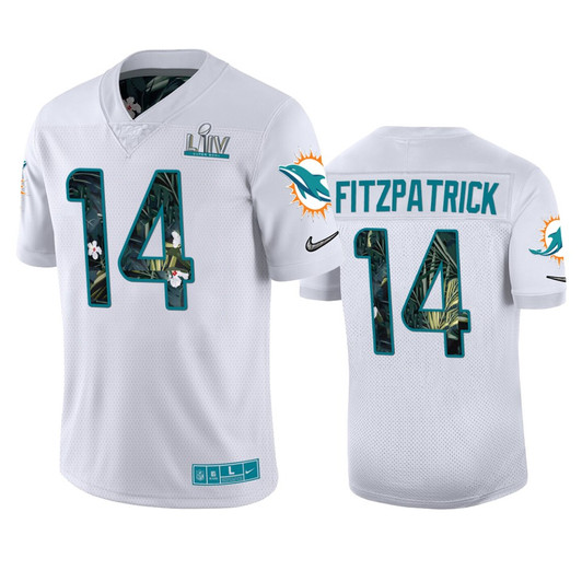 [FULLY STITCHED] Miami Dolphins Ryan Fitzpatrick White Super Bowl LIV Limited Football Jersey 