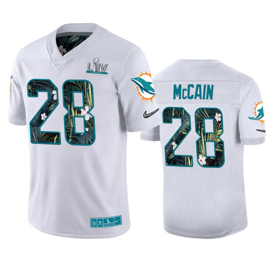 [FULLY STITCHED] Miami Dolphins Bobby Mccain White Super Bowl LIV Limited Football Jersey 