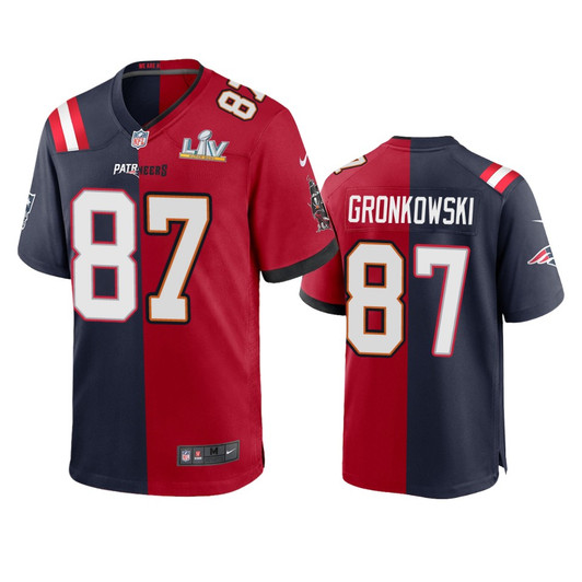 [FULLY STITCHED] Tampa Bay Buccaneers Rob Gronkowski Super Bowl LV Navy Red Limited Football Jersey 