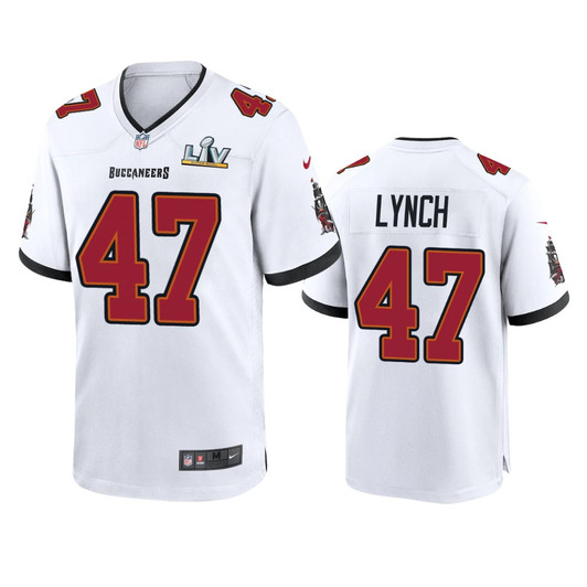 [FULLY STITCHED] Tampa Bay Buccaneers John Lynch Super Bowl LV White Limited Football Jersey 