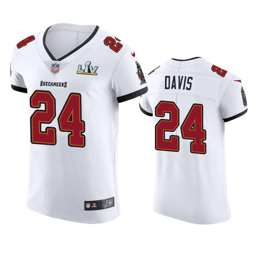 [FULLY STITCHED] Tampa Bay Buccaneers Carlton Davis White Super Bowl LV Style 4 Limited Football Jersey 