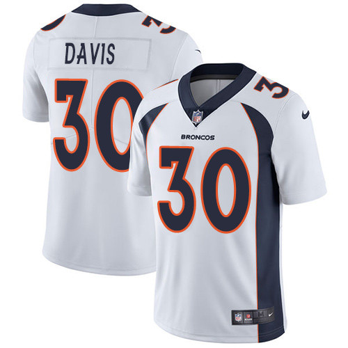 [FULLY STITCHED] #30 Denver Broncos Terrell Davis White Limited Football Jersey 