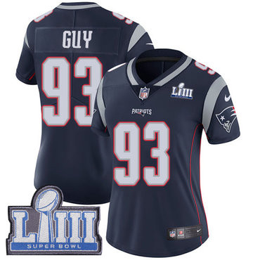 [FULLY STITCHED] #93 New England Patriots Lawrence Guy Navy Blue Home Super Bowl LIII Bound Limited Football Jersey 