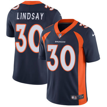 [FULLY STITCHED] #30 Denver Broncos Phillip Lindsay Navy Blue Alternate Limited Football Jersey 