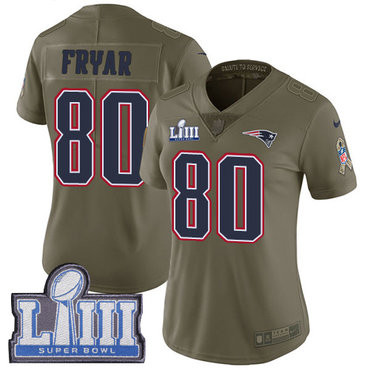 [FULLY STITCHED] #80 New England Patriots Irving Fryar Olive 2017 Salute To Service Super Bowl LIII Bound Limited Football Jersey 