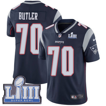 [FULLY STITCHED] #70 New England Patriots Adam Butler Navy Blue Home Super Bowl LIII Bound Limited Football Jersey 