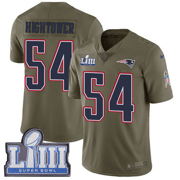[FULLY STITCHED] #54 New England Patriots Donta Hightower Olive 2017 Salute To Service Super Bowl LIII Bound Limited Football Jersey 