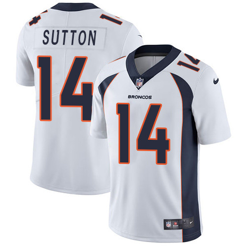 [FULLY STITCHED] #14 Denver Broncos Courtland Sutton White Limited Football Jersey 