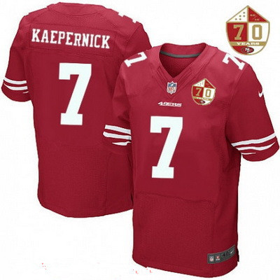 [FULLY STITCHED] #7 San Francisco 49ers Colin Kaepernick Scarlet Red 70th Anniversary Patch Limited Football Jersey 