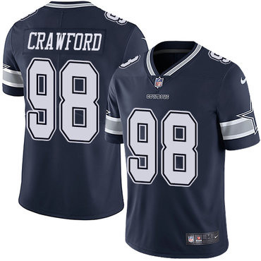 [FULLY STITCHED] #98 Dallas Cowboys Tyrone Crawford Navy Blue Limited Football Jersey 