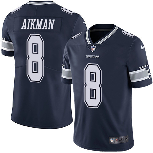 [FULLY STITCHED] #8 Dallas Cowboys Troy Aikman Navy Blue Limited Football Jersey 