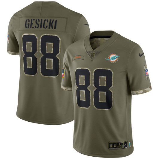 [FULLY STITCHED] Miami Dolphins Mike Gesicki 2022 Salute To Service Olive Limited Football Jersey 