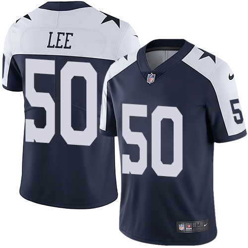 [FULLY STITCHED] #50 Dallas Cowboys Sean Lee Navy Blue Thanksgiving Throwback Limited Football Jersey 
