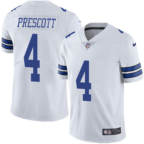 [FULLY STITCHED] #4 Dallas Cowboys Dak Prescott White Style 2 Limited Football Jersey 