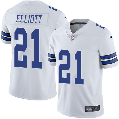 [FULLY STITCHED] #21 Dallas Cowboys Ezekiel Elliott White Limited Football Jersey 