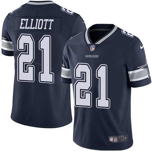 [FULLY STITCHED] #21 Dallas Cowboys Ezekiel Elliott Navy Blue Limited Football Jersey 