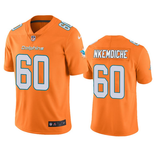 [FULLY STITCHED] Miami Dolphins Robert Nkemdiche Orange Color Rush Limited Football Jersey 