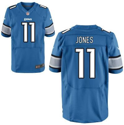 [FULLY STITCHED] #11 Detroit Lions Marvin Jones Light Blue Limited Football Jersey 