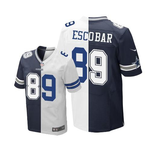[FULLY STITCHED] #89 Dallas Cowboys Gavin Escobar Navy Blue White Split Limited Football Jersey 