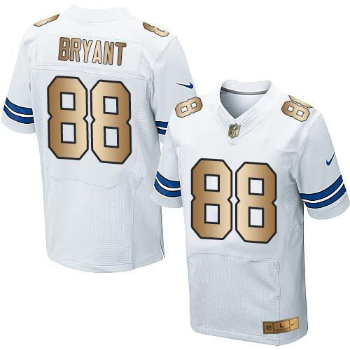 [FULLY STITCHED] #88 Dallas Cowboys Dez Bryant White Gold Limited Football Jersey 