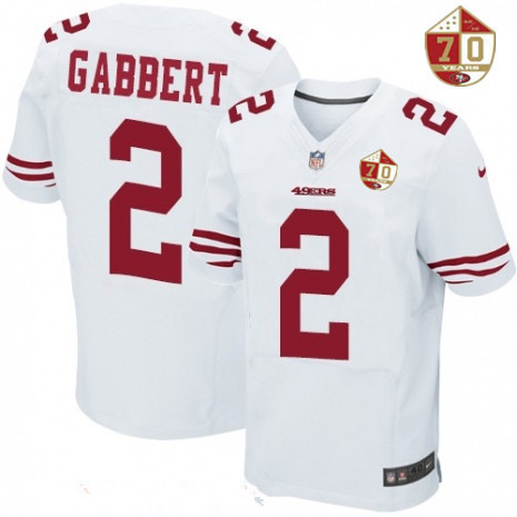 [FULLY STITCHED] #2 San Francisco 49ers Blaine Gabbert White 70th Anniversary Patch Limited Football Jersey 