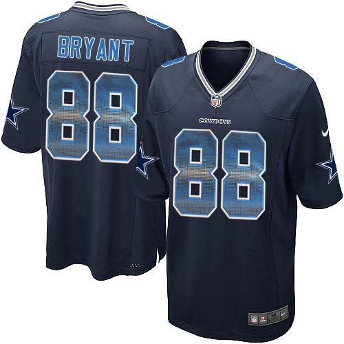[FULLY STITCHED] #88 Dallas Cowboys Dez Bryant Navy Blue Strobe Limited Football Jersey 