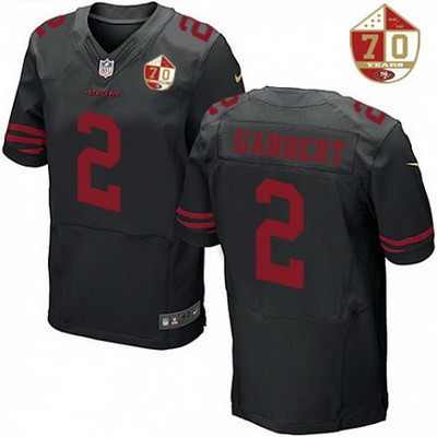 [FULLY STITCHED] #2 San Francisco 49ers Blaine Gabbert Black Color Rush 70th Anniversary Patch Limited Football Jersey 