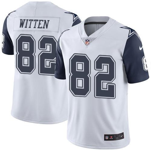 [FULLY STITCHED] #82 Dallas Cowboys Jason Witten White Rush Limited Football Jersey 