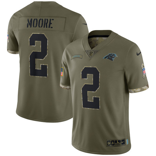 [FULLY STITCHED] Carolina Panthers Dj Moore 2022 Salute To Service Olive Limited Football Jersey 