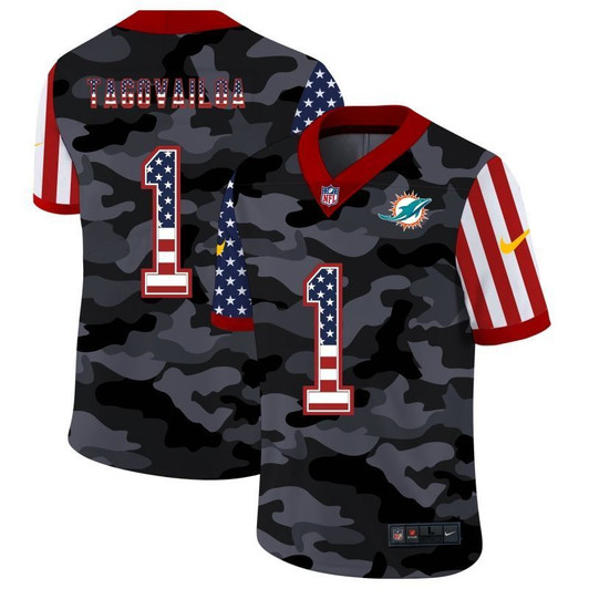[FULLY STITCHED] #1 Tua Tagovailoa 2020 US Flag Camo Limited Football Jersey 
