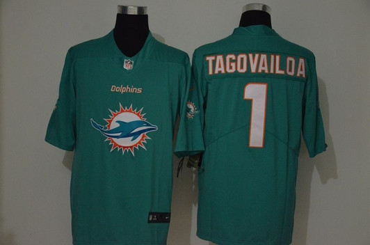 [FULLY STITCHED] #1 Tua Tagovailoa 2020 Aqua Green Limited Football Jersey 
