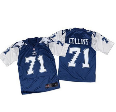[FULLY STITCHED] #71 Dallas Cowboys Lael Collins Navy Bluewhite Throwback Limited Football Jersey 