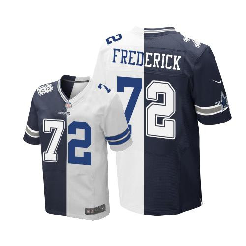 [FULLY STITCHED] #72 Dallas Cowboys Travis Frederick Navy Blue White Split Limited Football Jersey 