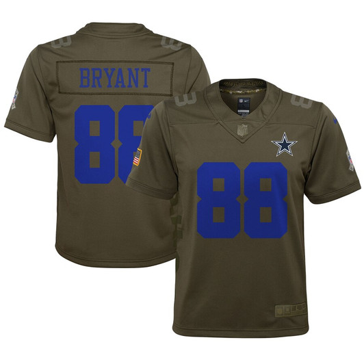 [FULLY STITCHED] Dallas Cowboys Dez Bryant Salute To Service Olive Limited Football Jersey 