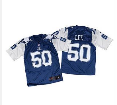 [FULLY STITCHED] #50 Dallas Cowboys Sean Lee Navy Bluewhite Throwback Limited Football Jersey 