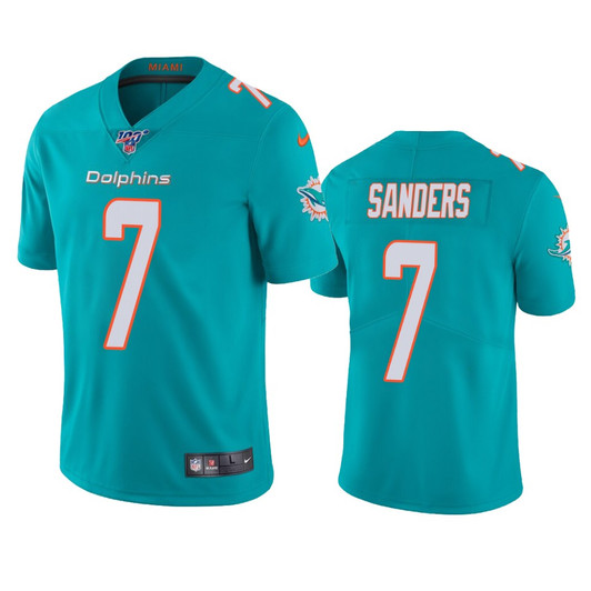[FULLY STITCHED] Miami Dolphins Jason Sanders Aqua 100th Season Limited Football Jersey 