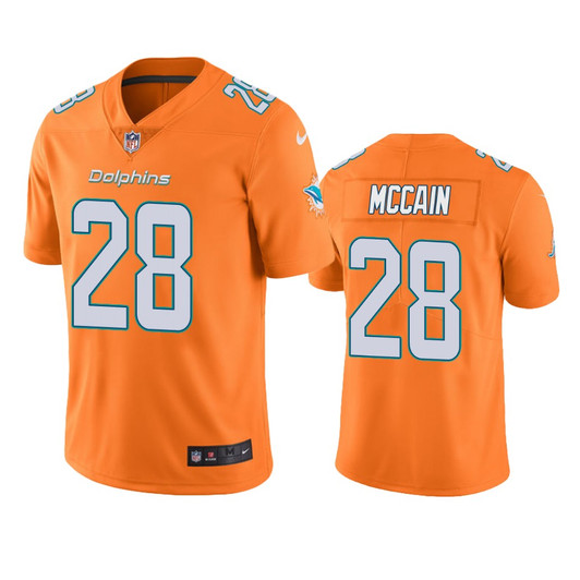 [FULLY STITCHED] Miami Dolphins Bobby Mccain Orange Color Rush Limited Football Jersey 