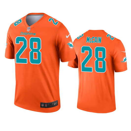 [FULLY STITCHED] Miami Dolphins Bobby Mccain Orange Inverted Limited Football Jersey 