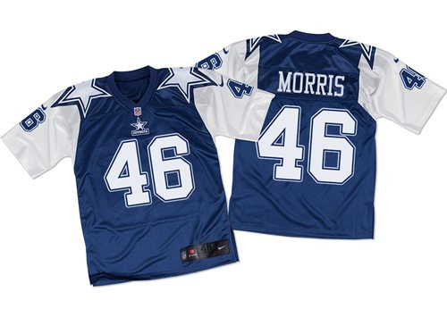 [FULLY STITCHED] #46 Dallas Cowboys Alfred Morris Navy Bluewhite Throwback Limited Football Jersey 
