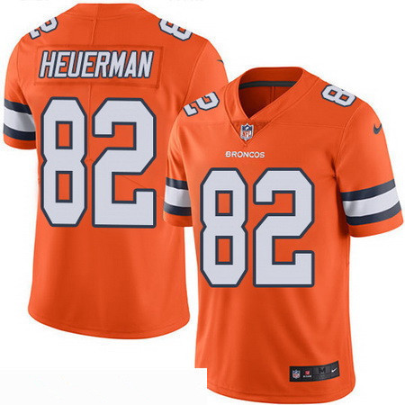 [FULLY STITCHED] #82 Denver Broncos Jeff Heuerman Orange 2016 Color Rush Limited Football Jersey 