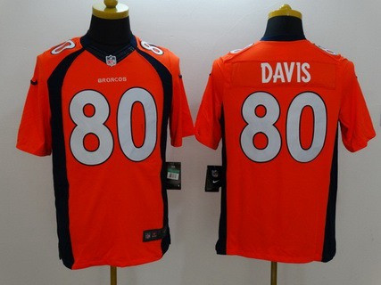 [FULLY STITCHED] #80 Denver Broncos Vernon Davis Orange Limited Football Jersey 