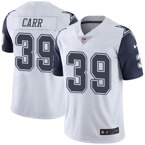 [FULLY STITCHED] #39 Dallas Cowboys Brandon Carr White Rush Limited Football Jersey 