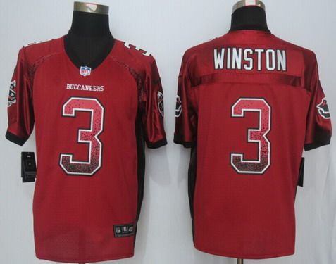 [FULLY STITCHED] #3 Tampa Bay Buccaneers Jameis Winston Drift Red Limited Football Jersey 