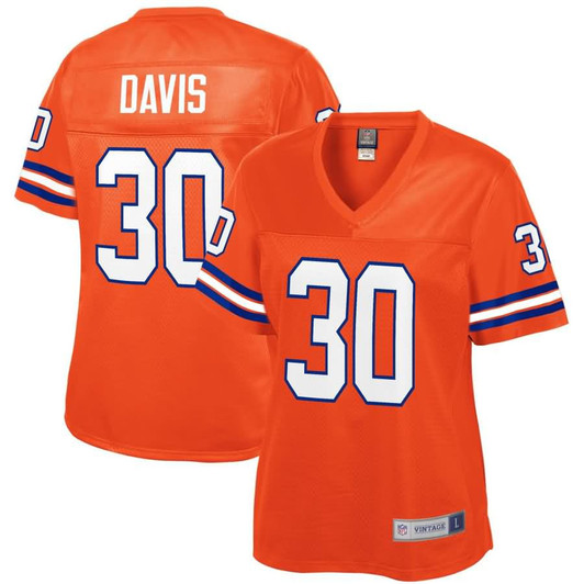 [FULLY STITCHED] Denver Broncos Terrell Davis Orange Style 2 Limited Football Jersey 