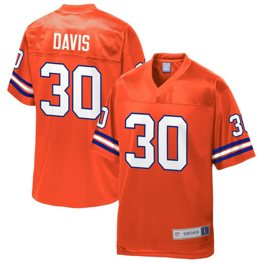 [FULLY STITCHED] Denver Broncos Terrell Davis Orange Style 3 Limited Football Jersey 