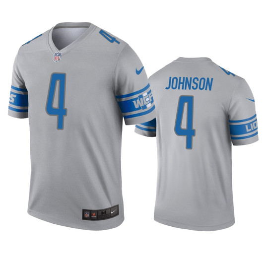 [FULLY STITCHED] Detroit Lions Josh Johnson Gray Inverted Limited Football Jersey 