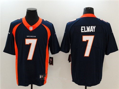 [FULLY STITCHED] #7 Denver Broncos John Elway Navy Blue 2017 Limited Football Jersey 
