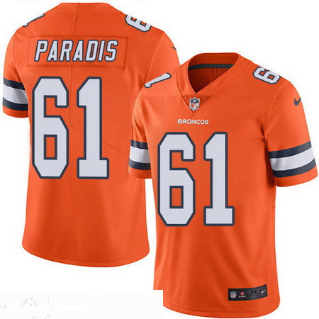 [FULLY STITCHED] #61 Denver Broncos Matt Paradis Orange 2016 Color Rush Limited Football Jersey 